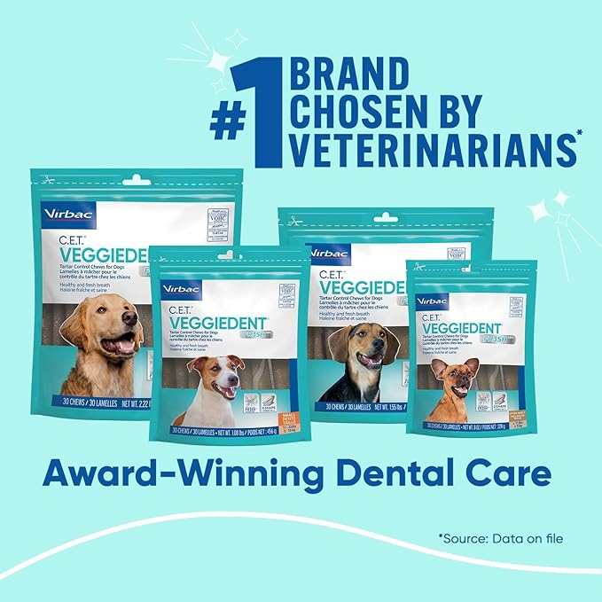 Virbac CET Veggiedent FR3SH Tartar Control Chews for Dogs Large (30 count), Brown, 2.22 Pound (Pack of 1)