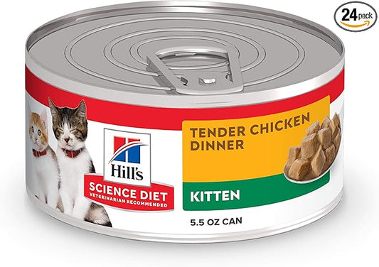 Hill's Science Diet Kitten Wet Cat Food, Chicken, 5.5 oz. Cans, 24-Pack
