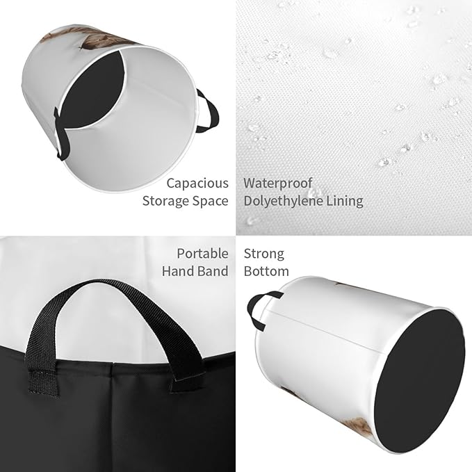 Cute Cat In White Hole Round Laundry Hamper Storage Basket Toys Clothes Organizer Bin For Home Bathroom Bedroom Dorm Nursery, 38l