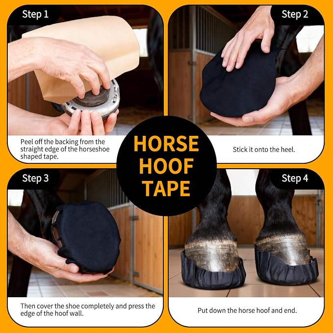 24 Pack Horse Hoof Tape with 8 Rolls of Vet Wrap, Strong Sticky Wraps, Magic Cushion Hoof Packing, Thrush Treatment for Horses, Horse Supplies for Real Horses