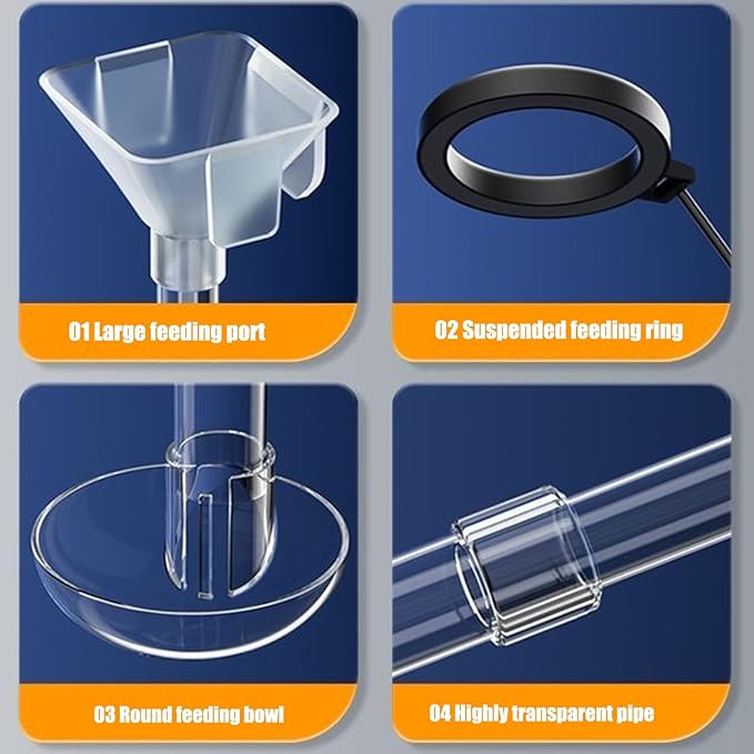 Fish Food Feeder - Clear Telescopic Aquarium Feeding Tube, Suction Mounted Dispenser Pipe, Precision Target Drop System, Adjustable Length Design | Automatic Aid for Shrimp Turtle Tank Pond Care
