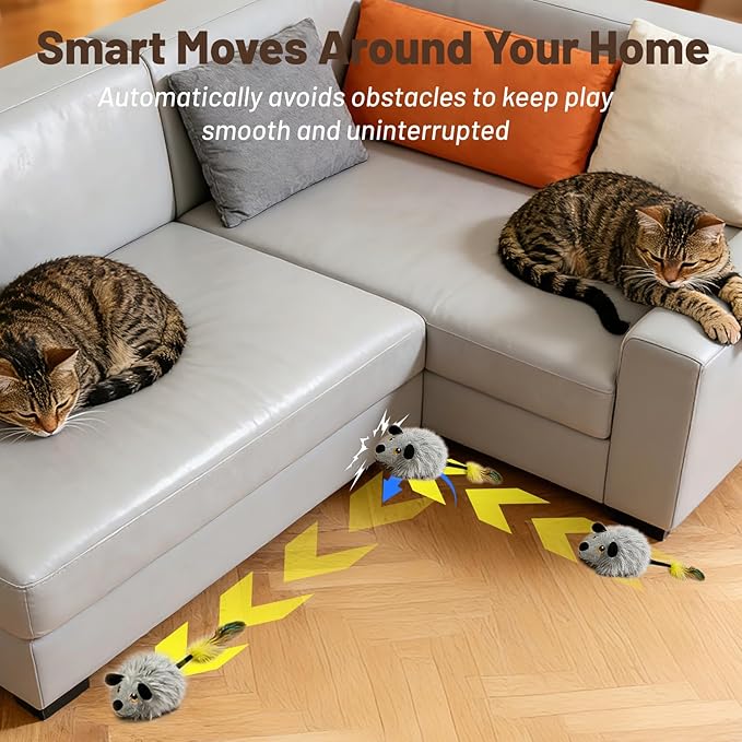 Interactive Remote Control Cat Toy with Random Movement – USB Rechargeable Cat Mouse Toy, Automatic Electric Mouse for Indoor Cats, Keeps Cats Active & Entertained