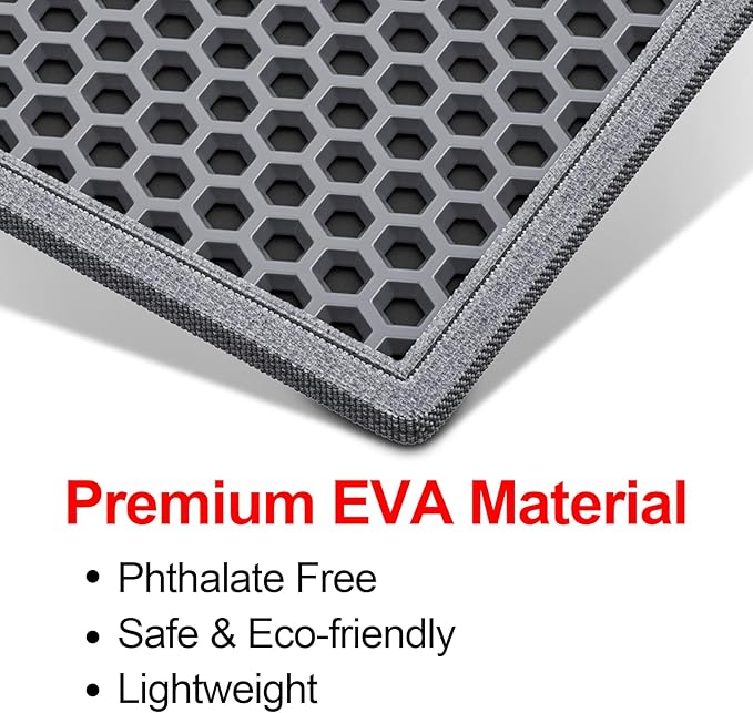 Waretary Cat Litter Box Mat: 36"x 30" Waterproof Kitty Cat Litter Trapping Mat, Easy-clean Double-layer Scatter Control Pad Rug (Grey)