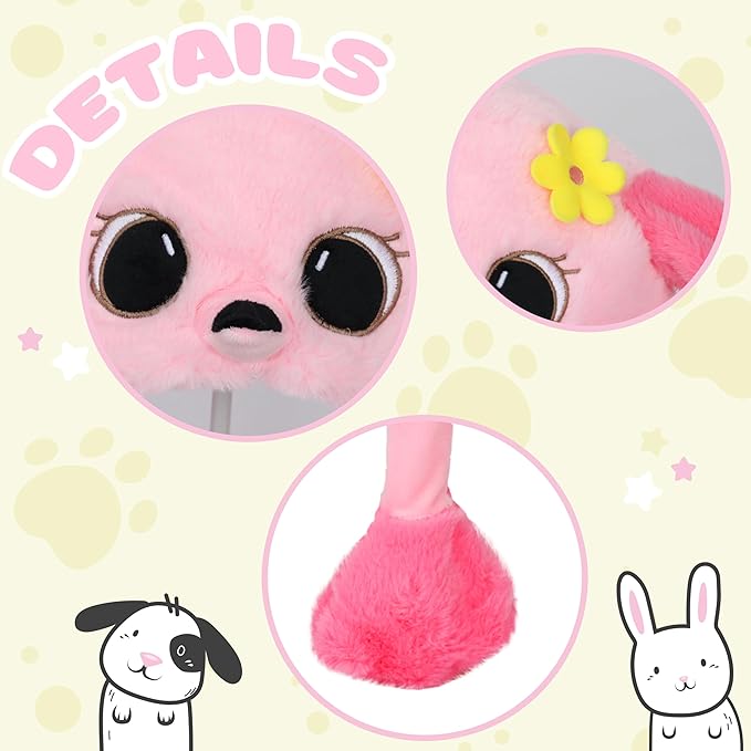 Bubblepompom Animal Hat with Ears Moving Jumping Pop Up Beating Hat Plush Holiday Cosplay Dress Up Funny Gift for Kids