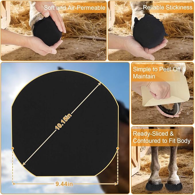 Ecliptica 12 Pack Horse Hoof Tape, Hoof Abscess Pads Wrap for Horse, Breathable Hoof Tape Hoof Packing for Hoof Laminitis Abscess Relief & Wound Management Additional Protection for Horse Hoove
