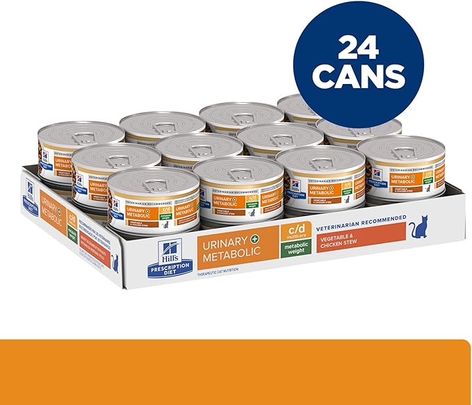Hill's Prescription Diet c/d Multicare + Metabolic Wet Cat Food, Vegetable & Chicken Stew, 2.9 oz. Cans, 24-Pack