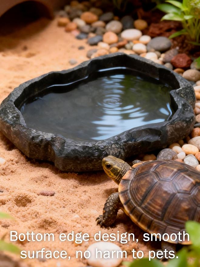 Tortoise Water Dish, 7.1 * 5.5 * 0.8in Reptile Water Dish, Reptile Food Dish Suitable for the Feeding and Watering Needs of Various Pets