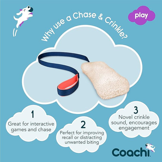 Coachi Chase & Crinkle - A Fun Enrichment Dog Toy for Chase & Play. Soft & Crinkly, Lightweight, Reward Training, Interrupting Biting & Chewing, Ideal for Agility and Suitable for Puppies