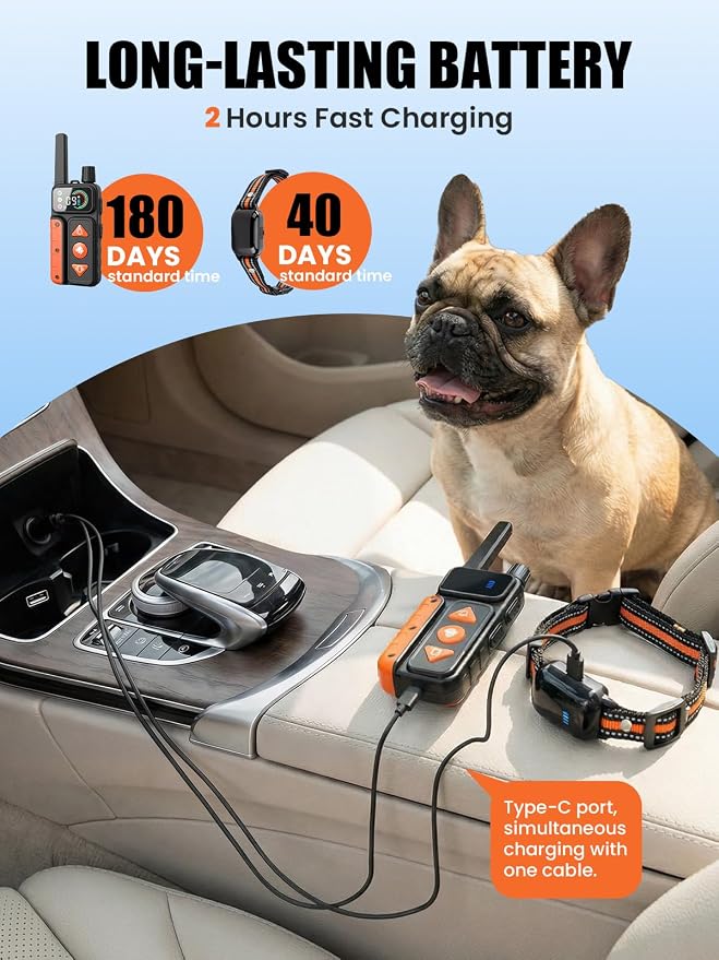 2-in-1 Dog Bark & Shock Collar, Dog Training Collar with 4 Training Modes Beep/Vibration/Shock/no Shock, 3300FT Remote, IPX7 Waterproof E Collars with AI Anti Barking for Small Medium Large Dog
