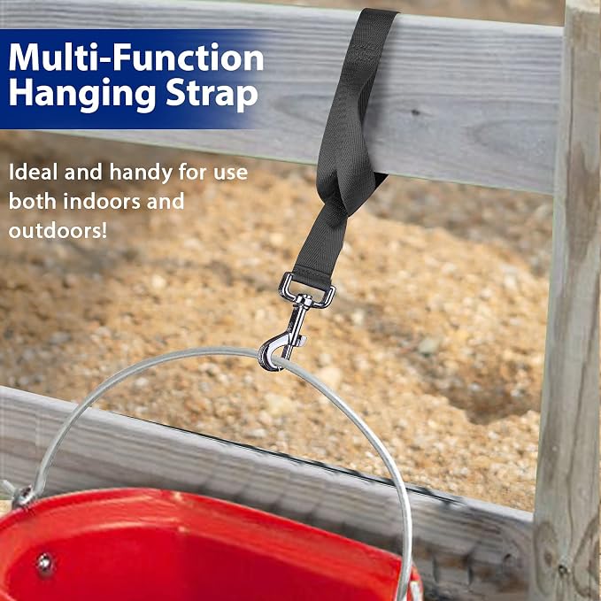 Harrison Howard 4PCS 22” Easily Packed Sturdy Nylon Bucket Straps for Hay Nets and Water Feeder Buckets-Black