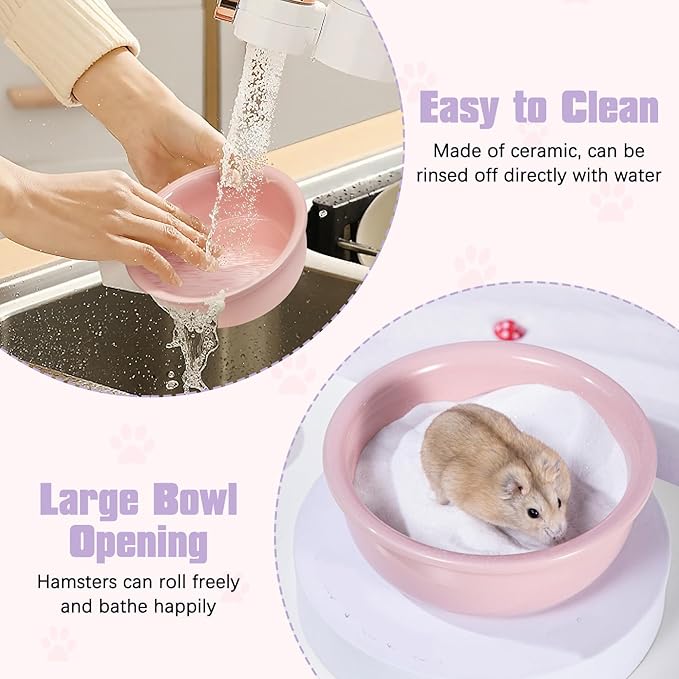 kathson Hamster Sand Bath Box Ceramic Small Animals Shower Bathtub Gerbil Litter Box Mice Bathroom Syrian Hamster Digging Sand Container Cage Accessories for Lemmings (Purple)