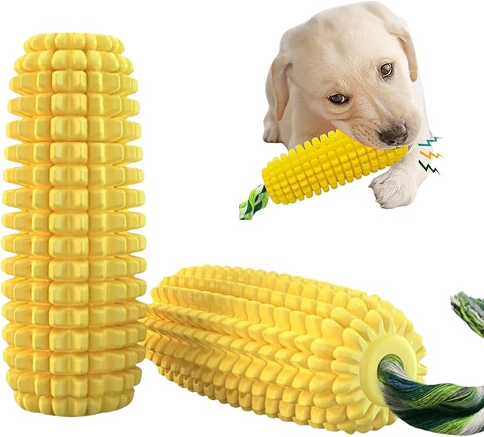 Squeaky Rubber Dog Toy – Interactive Corn Dog Toy for Small & Medium Dogs – Chew, Fetch & Tug Toy – Perfect for Water Play – Teeth Cleaning Texture – Indoor & Outdoor Use – Tail Town