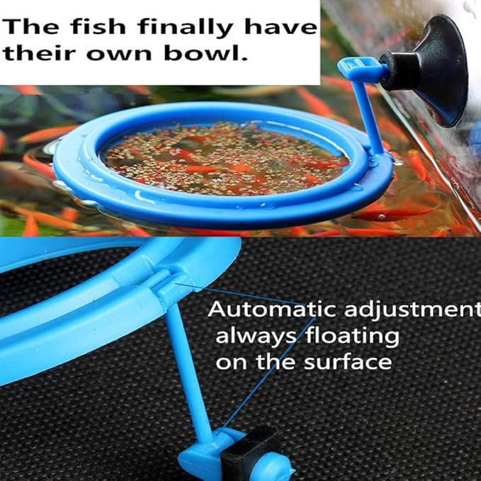2 Pcs Fish Feeding Ring, Fish Safe Floating Food Feeder Circle Blue, with Suction Cup Aquarium, Square and Round Shape Fish Tank Towels - for Guppy, Betta, Goldfish, Etc. (Blue)¡­
