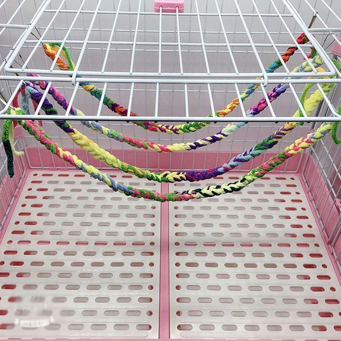 RIOUSSI Handmade Hanging Sugar Glider and Rat Toys for Climbing/Exercising/Jungle Exploration, Cage Accessories, Random Color, 4 Pack