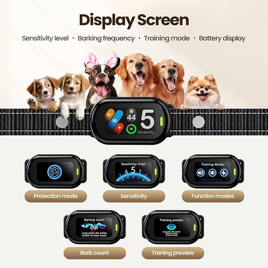 AI Dog Bark Collar for Small, Medium & Large Dogs, Smart Anti Bark Collar with Automatic Bark Detection & False Trigger Protection, Humane Dog Training Collar, Rechargeable, Waterproof