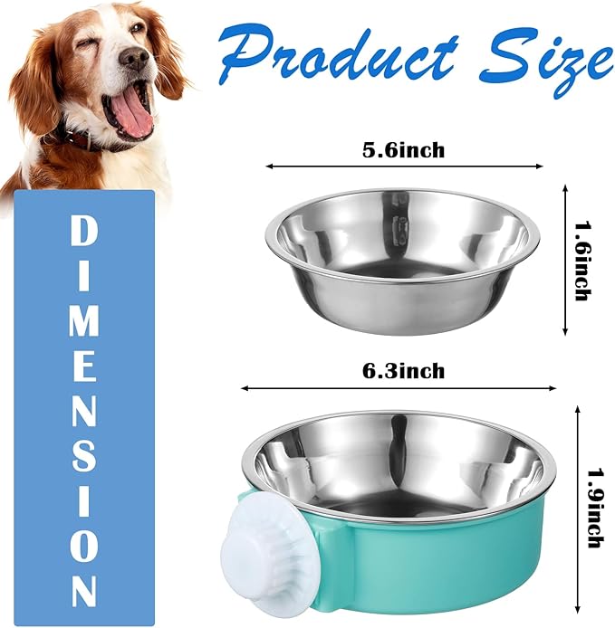 Mimorou 24 Pcs Crate Bowls Bulk Puppy Dog Bowls for Kennel Removable Stainless Steel Crate Water Bowl Kennel Hanging Food Feeders Coop Cup for Cat Puppy Rabbit Birds Ferret Guinea Pigs