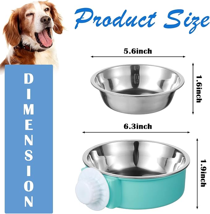 Mimorou 12 Pcs Crate Bowls Bulk Puppy Dog Bowls for Kennel Removable Stainless Steel Crate Water Bowl Kennel Hanging Food Feeders Coop Cup for Cat Puppy Rabbit Birds Ferret Guinea Pigs