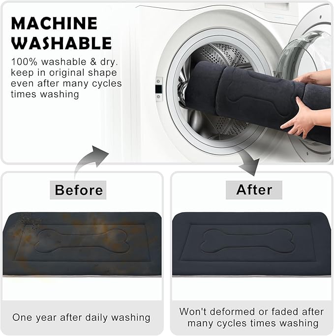 JoicyCo Extra Large Dog Bed Soft Dog Crate Pad Mat, 48 in Non-Slip Bottom Washable Dog Sleeping Mattress Pet Beds Cat Bed Kennel Pad, Dark Gray
