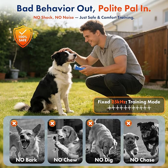 dessports Anti Barking Device for Dogs - 2026 LED Screen 3X Ultrasonic Dog Bark Deterrent Device for Own & Neighbors' Dog, 50 FT Range Rechargeable Barking Silencer Indoor Outdoor Training