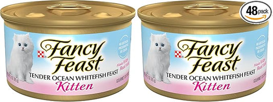 Fancy Feast Purina Tender Ocean Whitefish Feast Wet Kitten Food - 3 oz. Cans (Pack of 48)