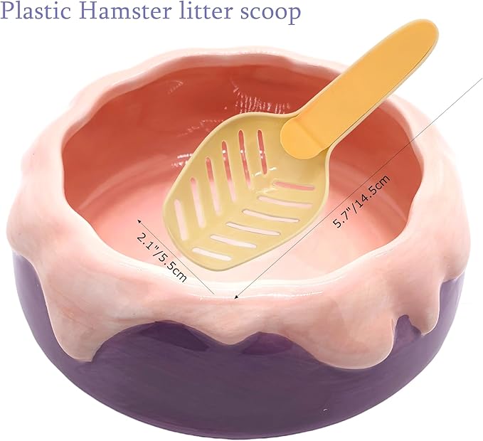 M2cbridge Ceramic Pudding Hamster Food Bowl Feeding Dish Water Bow for Guinea Pig Hedgehog Small Animal(Purple)