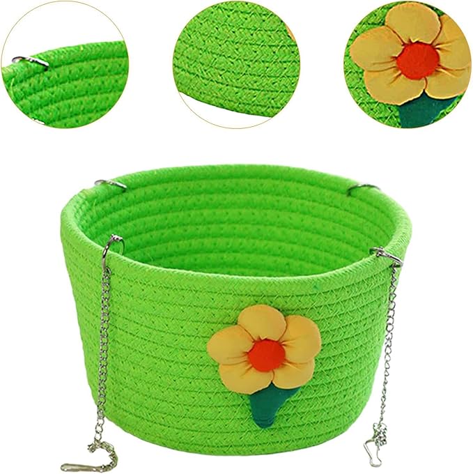 Small Pet Hammock Cage Accessory Multipurpose Rest House with Sturdy Chains Rat Sleeping Nest Hanging Rat Bed Basket for Yard, Green
