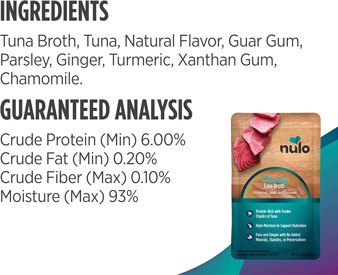 Nulo Chunky Cat Broth Pouches - Variety Pack, High-Protein Wet Cat Food Topper Treat for Indoor & Outdoor Kittens and Adults, 12 x 2.8oz