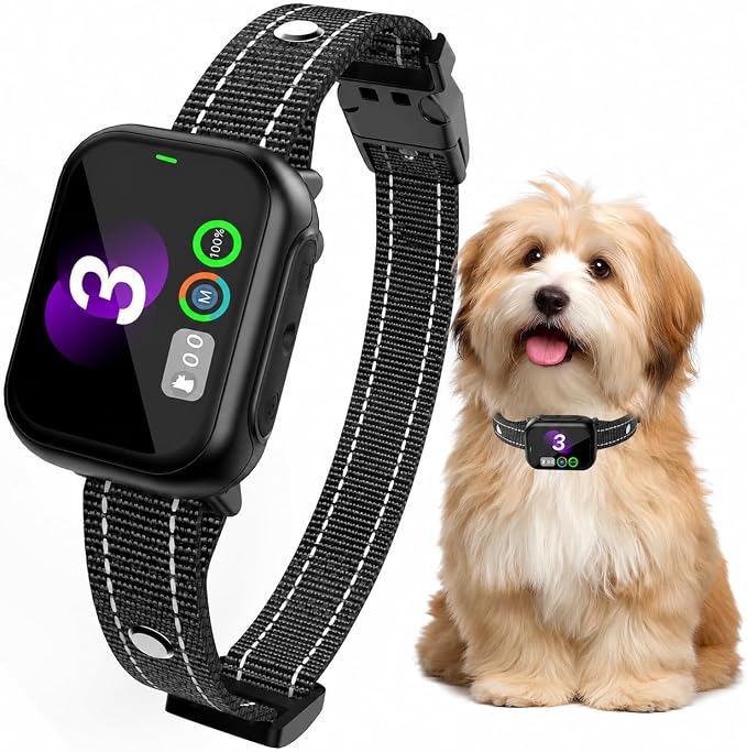 RPZ Smart Dog Bark Collar for Small Medium Large Dogs 8-150 Lbs, Black | Rechargeable anti barking collar with bark count tracking, 4 training modes, 3 sensitivity levels and IP67 waterproof