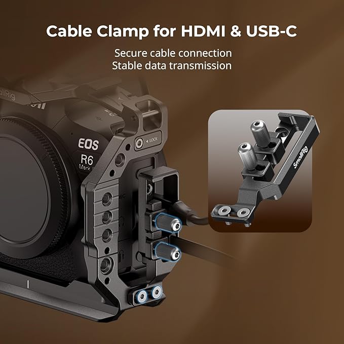 SmallRig R6 II Hawklock Camera Cage Kit for Canon R6 Mark II, Full Cage with Top Handle and Cable Clamp, Buit-in Cold Shoes and NATO Rails -5197