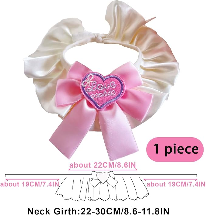 Elegant Lace Cat Collar with Cute Bow,Kitty Collars with Bow Tie,Pet Lace Bib Collar with Cute Bow,Cat Princess Costumes,Pink,1 Piece