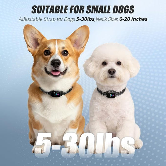 Anti Bark Collar for Small Dogs, No Shock Bark Collar with Beep & Vibration, 7 Sensitivity Levels, Smart Bark Detection, Rechargeable IP67 Waterproof Bark Collar for Small Dogs 5-30lbs, Black