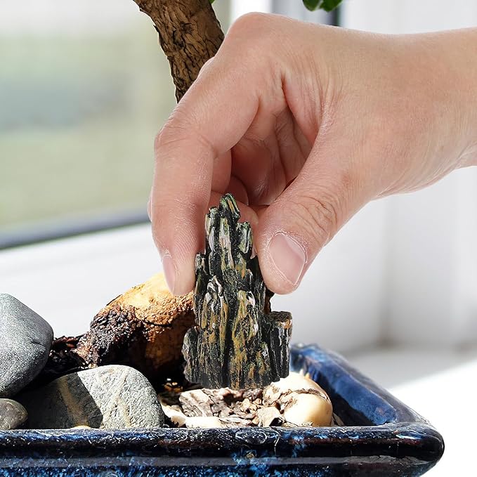 HANABASS 8 Pcs Miniature Rockery Decor Resin Statues for Aquarium and Zen Garden Micro Landscape Small Bonsai Ornaments for Fish Tank and Home Decoration