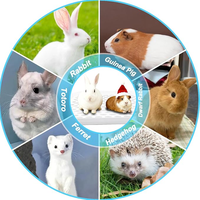 kathson Rabbit Litter Box for Cage Corner with Grid Holes,Bunny Potty Trainer Tray Guinea Pig Litter Pan, Small Animal Toilet for Ferret Hedgehog Chinchilla