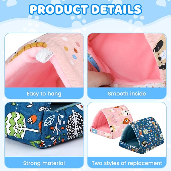 2 Pcs Guinea Pig Hideout, Guinea Pig Bed Tunnel Washable Small Animal House Cage Accessories for Mouse Chinchillas Hamsters Hedgehogs Ferrets Bearded Dragons and Rats Other Small Animals