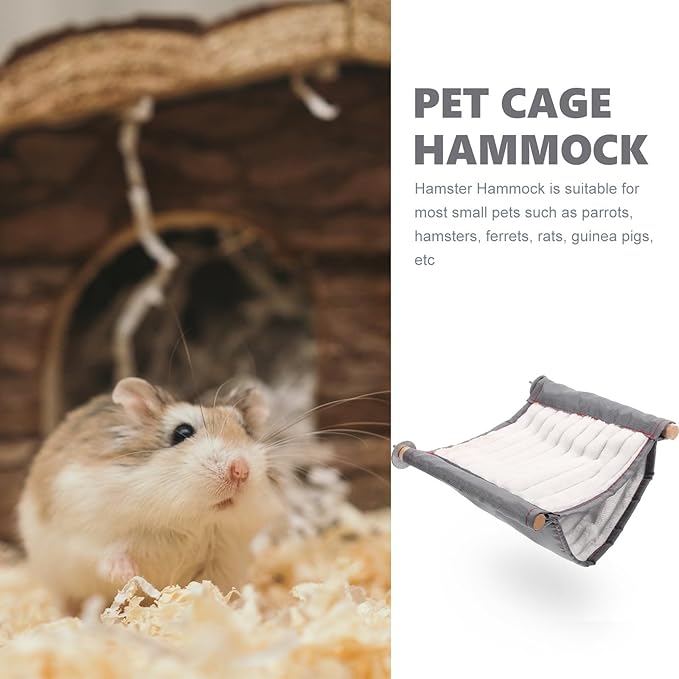 HOMSFOU Large White Hamster Hanging Hammock Bed for Small Animals, Removable Warm Fleece Pet Cage Hammock Suitable for Guinea Pigs, Chinchillas, and Squirrels, Indoor Hanging Small Animal