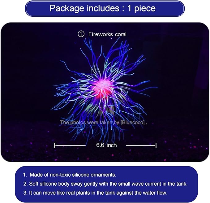Soft Silica Gel Moves Naturally with Water Flow, Aquarium Decorations Glow in The Dark, Glowing Coral Ornaments for Fish Tank Decorations (Green, Fireworks)