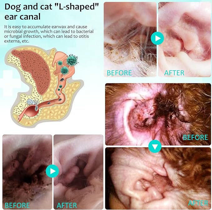 VOSIFSDIY Ear Mite Treatment for Dogs and Cats, Dog Ear Infection Treatment, Ear Mite Treatment for Dog Yeast Infection, 100% Natural Dogs Cats Ears Drops