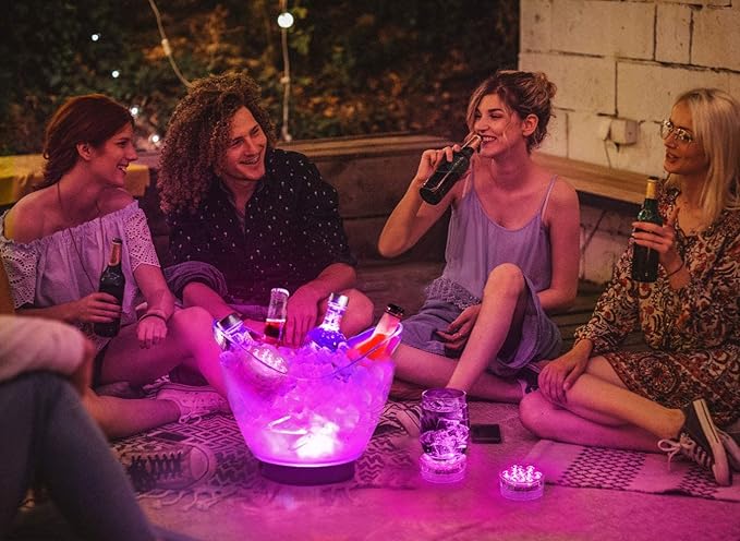 Qoolife Submersible LED Lights Remote Control, RGB Multi Color Changing Waterproof Light for Pool, Vase Base, Spa, Aquarium, Pond, Hot Tub, Decoration, Party, 2-Pack