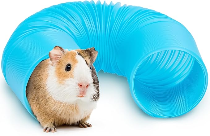 Guinea Pig Tunnels and Hamster Tubes - Fun Ferret Tunnels - Ideal Rat Cage Accessories - Collapsible Guinea Pig Toys for Boredom Relief - Blue