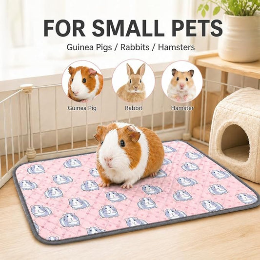 2 pcs Guinea Pig Cage Liners - Washable Guinea Pig Pee Pads, Waterproof Reusable & Anti Slip Guinea Pig Bedding Fast and Super Absorbent Pee Pad for Small Animals Rabbit Hamster Rat (2)