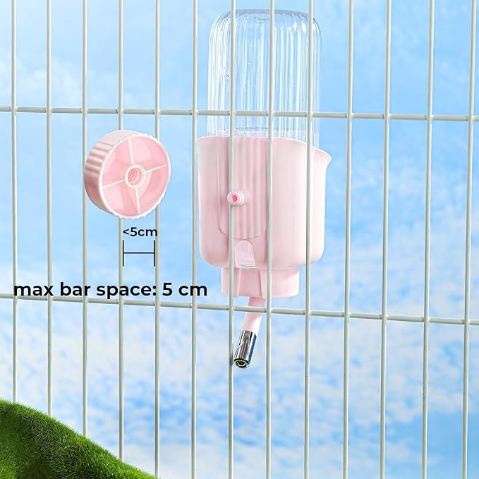 Pet Water Bottle for Cage Crate - 17oz No Drip BPA Free Water Dispenser for Small Animal Rabbit Guinea Pig Chinchilla Ferret Squirrel Hedgehog