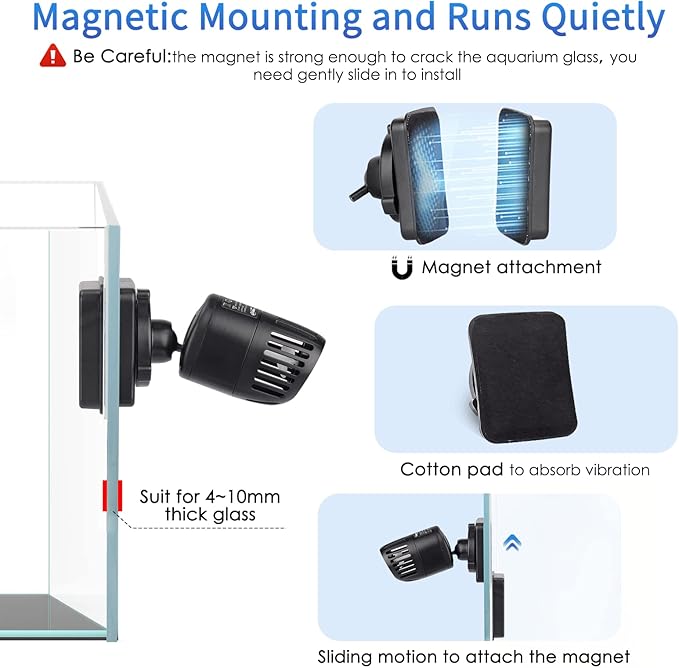 hygger Wave Maker for 40-100 Gallon Aquarium with Magnetic Mount Quiet Powerhead for Saltwater and Freshwater Fish Tank 1056 GPH