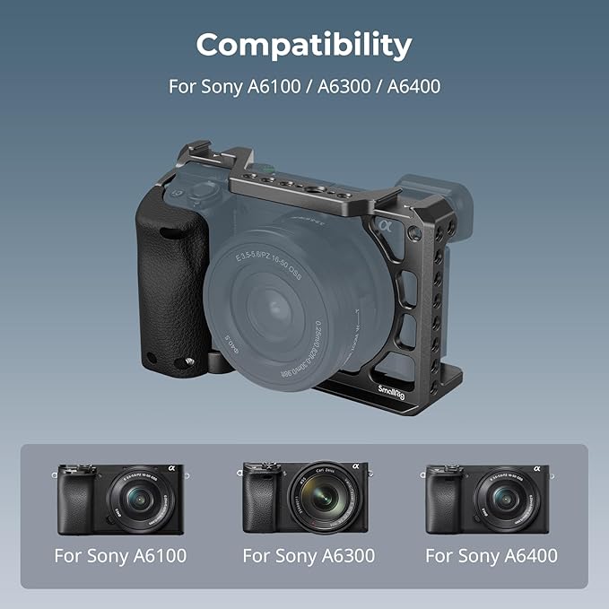 SmallRig Cage with Silicone Handgrip & Cold Shoe for Sony a6100, a6300, a6400-3164