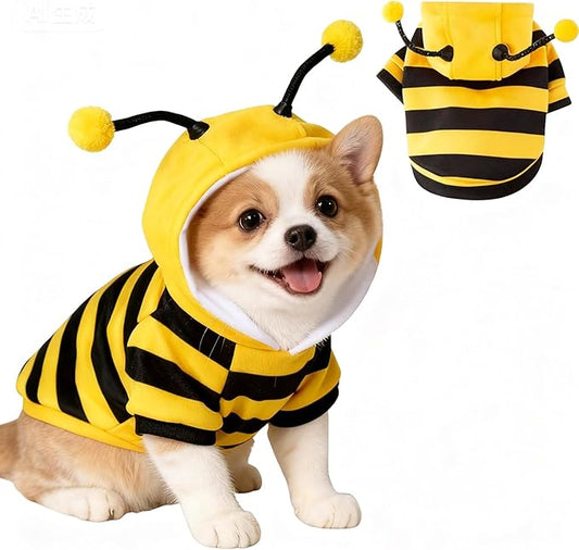 Bumblebee Cat Costume for Sphynx & Small Dogs, Fit Halloween, Yellow, XS | Cute Bee Stripes Hoodie, Soft Warm Fleece, Holiday Cosplay Outfit, Daily Leisure Wear, Easy to Put, Safe for Leash Walking