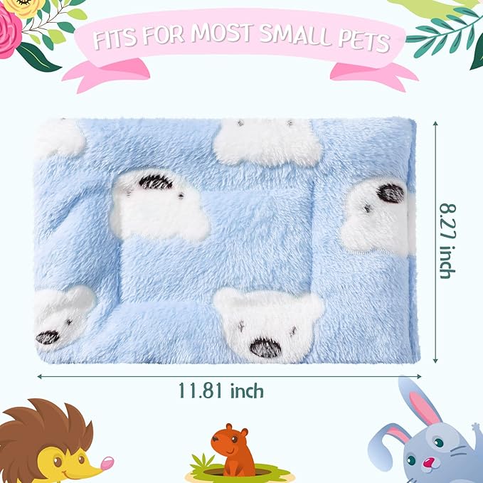 Jetec 2 Pieces Guinea Pig Bed Rabbit Bed Warm Small Animal Hamster Bunny Mats Winter Warm for Bunny Hamster Squirrel Hedgehog Chinchilla Small Animal Accessories(Cute Color,Bear Pattern)