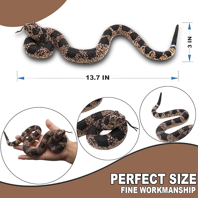 Upitry Rubber Snakes Fake Snake Rattlesnake - Realistic Keep Birds Away - Prank Life Size Toy That Look Real - Garden Plastic Scare Birds