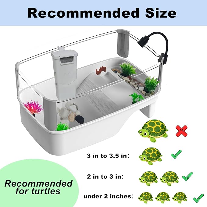 Small Turtle Tank Habitat Kit with Basking Platform, for Turtles, Crayfish, Crab, Aquatic Tortoise Enclosure Starter Aquarium, Pet Turtle Reptile Habitat