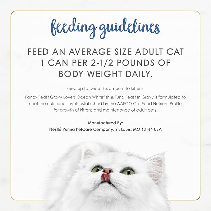 Purina Fancy Feast Gravy Lovers Ocean Whitefish and Tuna Feast Grilled Gourmet Cat Food in Wet Cat Food Gravy - (Pack of 24) 3 oz. Cans