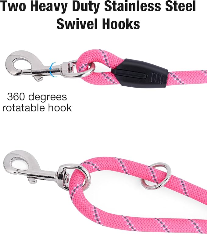 Long Dog Leash for Dog Training 16FT/30FT/50FT/100FT, Heavy Duty Dog Lead for Large Medium Small Dogs Outside Walking, Playing, Camping, or Yard 12LDL-Pink30FT