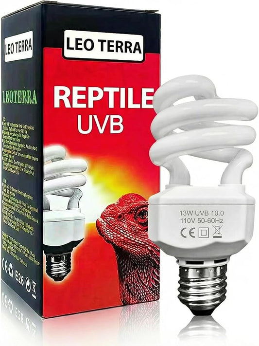 Leoterra 13W 10.0 UVB Bulb – Compact Reptile uvb Light for Bearded Dragon & Green Iguana Hatchlings, Chameleons (Juvenile) & Box Turtles | High Output E26 UVB Lamp(110V)